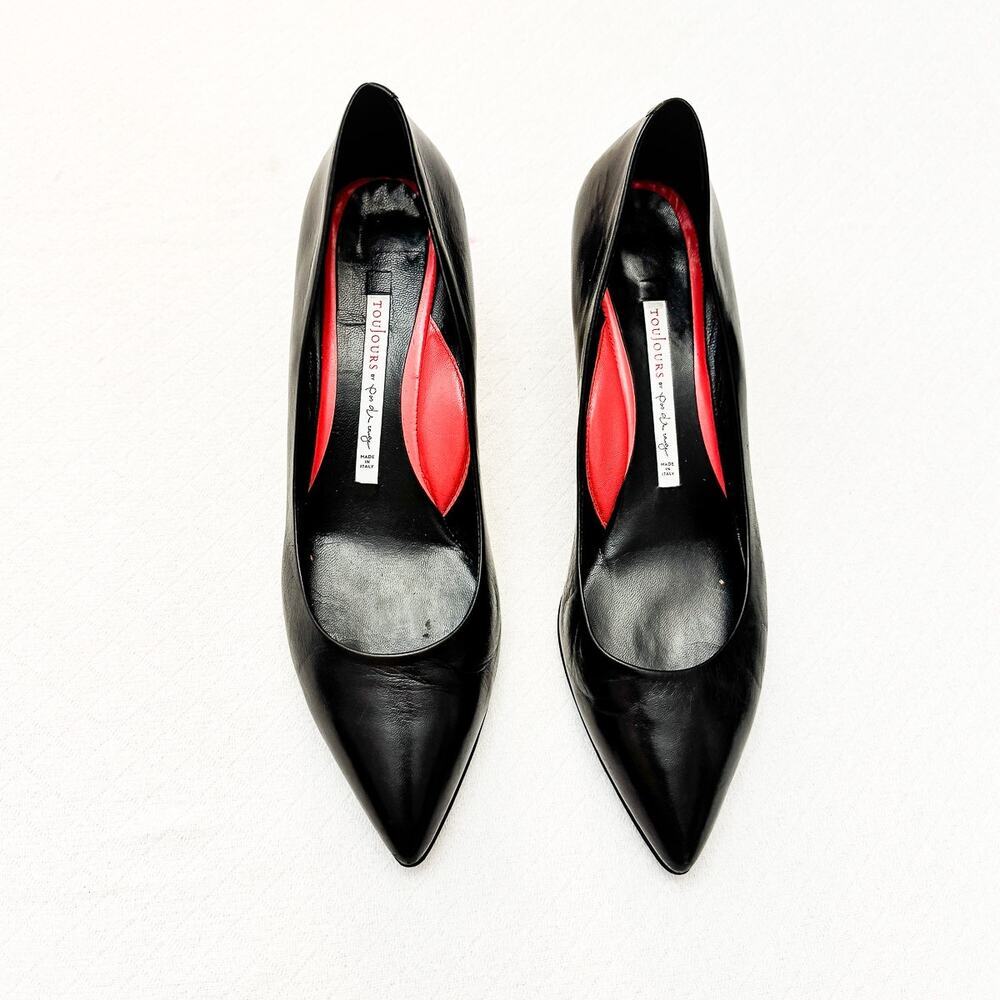 Pas De Rouge Women Black Pointed Toe Heel Pump Shoes SIze 42 / 10-10.5